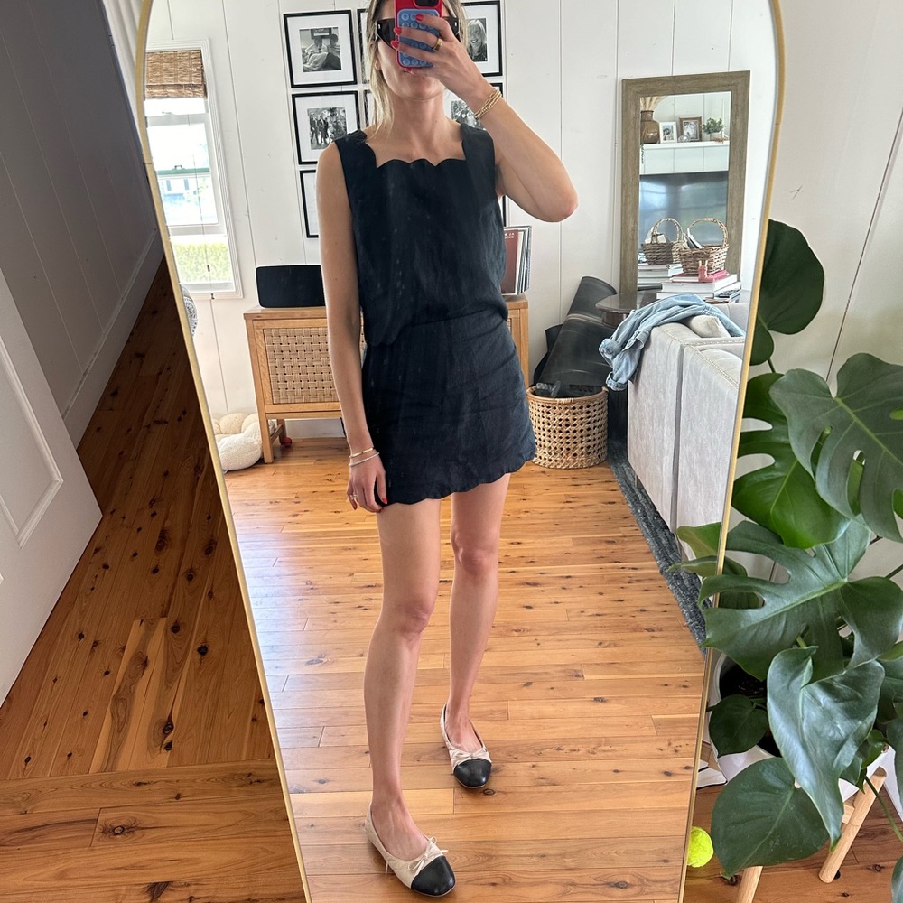 Abercrombie Black Scalloped set, matching top and skort